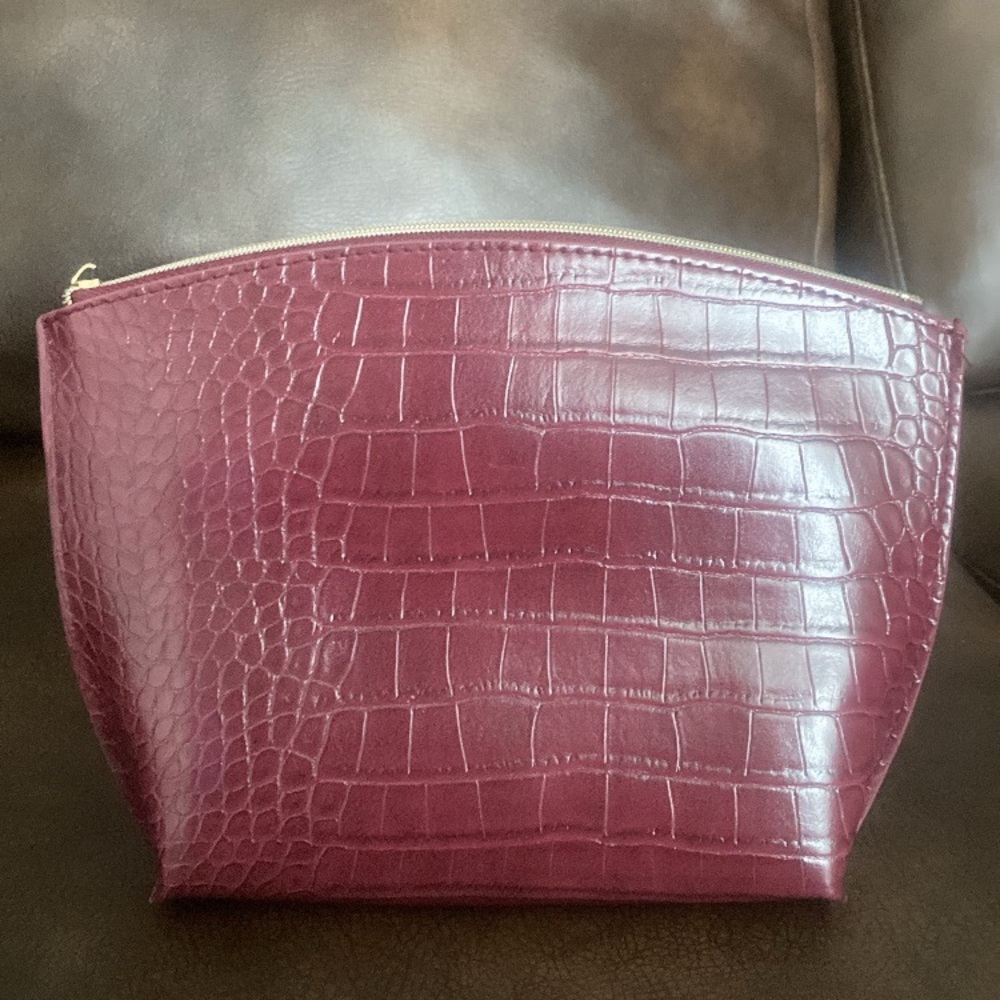 Saks Fifth Avenue Red Crocodile-Embossed Clutch